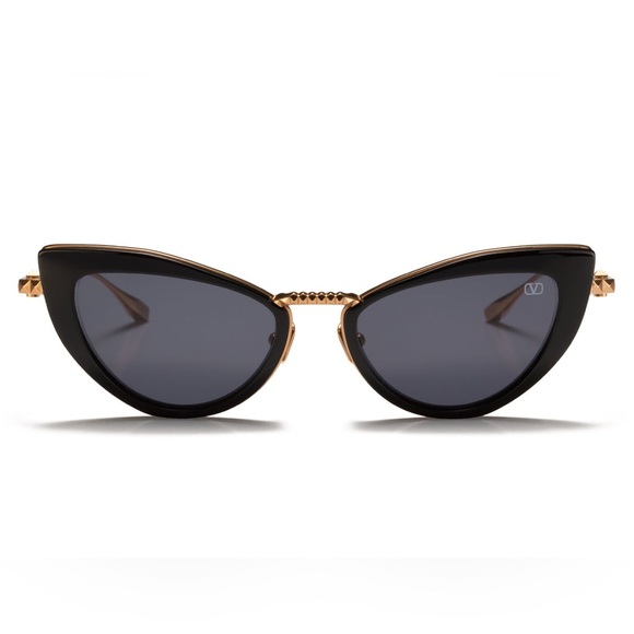 Valentino Garavani Accessories - Valentino VIII VLS102 Black & Gold Cat-Eye Sunglasses NWT
